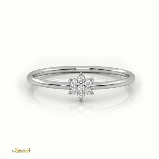 18K Gold Round Cut Diamond Floral Halo Ring - shemesh_diamonds