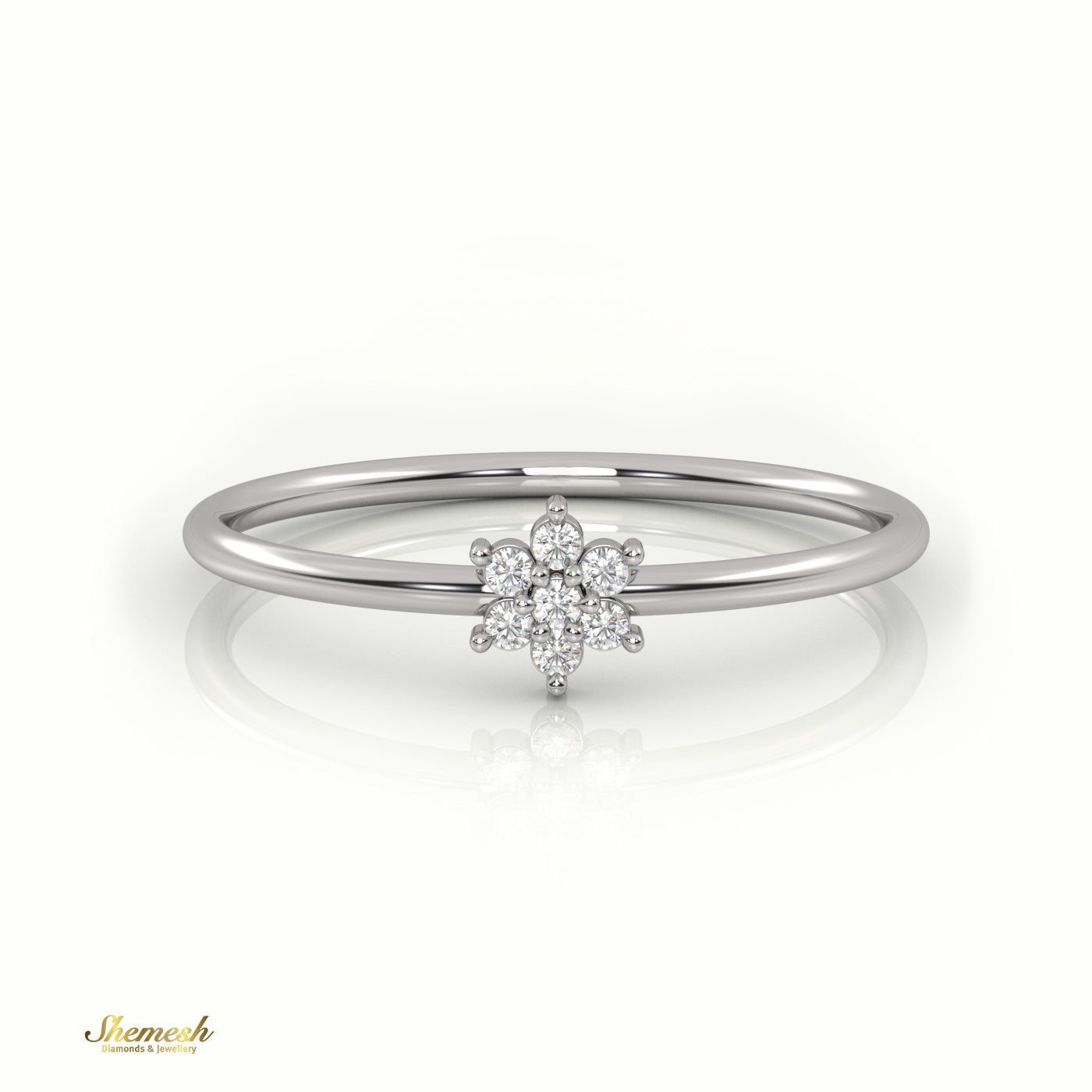 18K Gold Round Cut Diamond Floral Halo Ring - shemesh_diamonds