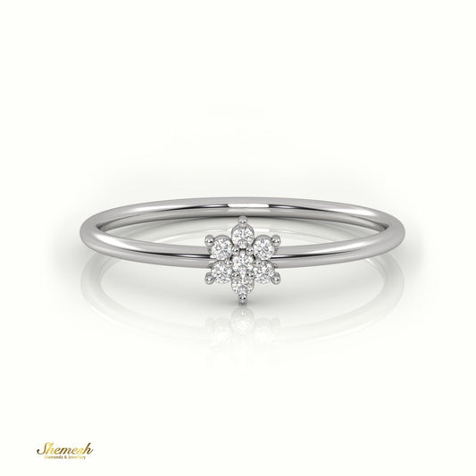 18K Gold Round Cut Diamond Floral Halo Ring - shemesh_diamonds