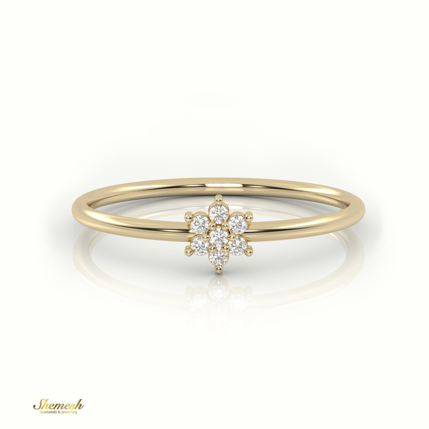 18K Gold Round Cut Diamond Floral Halo Ring - shemesh_diamonds