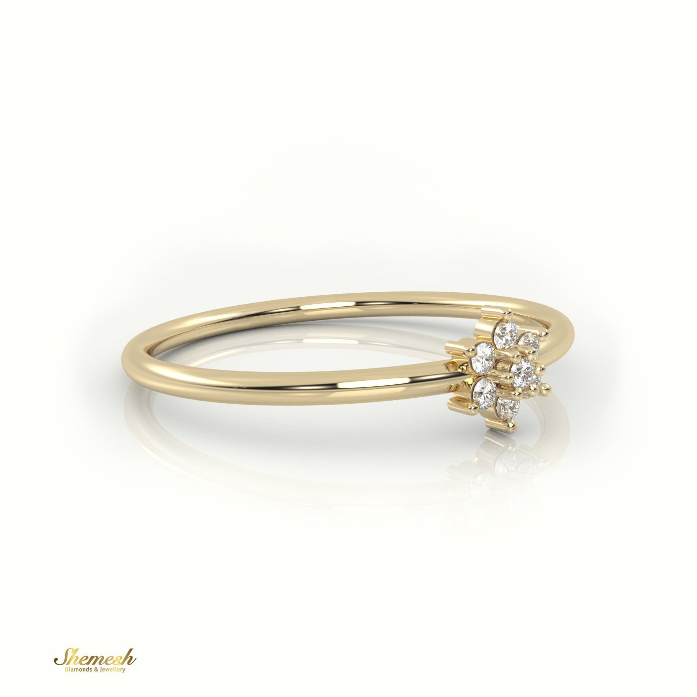 18K Gold Round Cut Diamond Floral Halo Ring - shemesh_diamonds