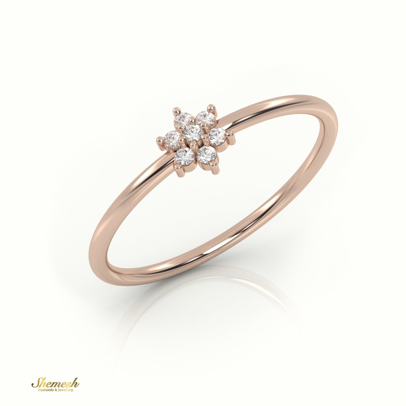 18K Gold Round Cut Diamond Floral Halo Ring - shemesh_diamonds