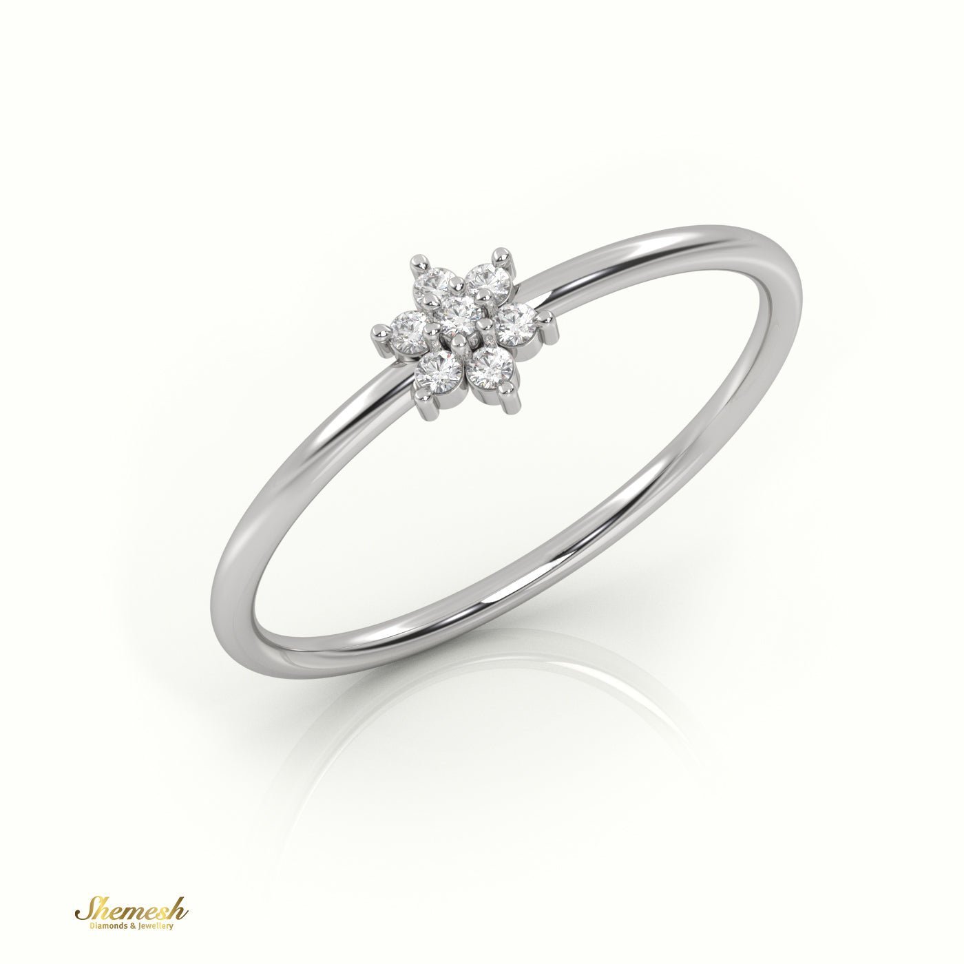 18K Gold Round Cut Diamond Floral Halo Ring - shemesh_diamonds