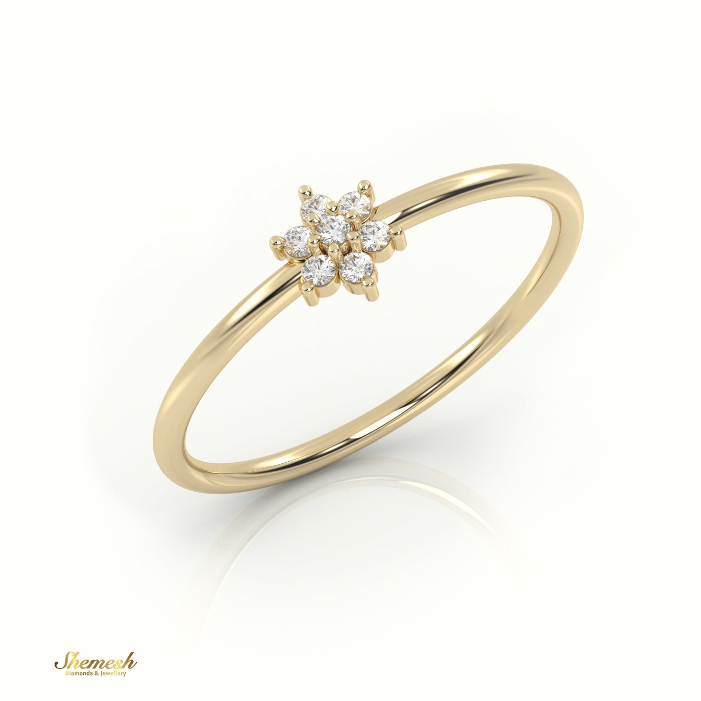 18K Gold Round Cut Diamond Floral Halo Ring - shemesh_diamonds