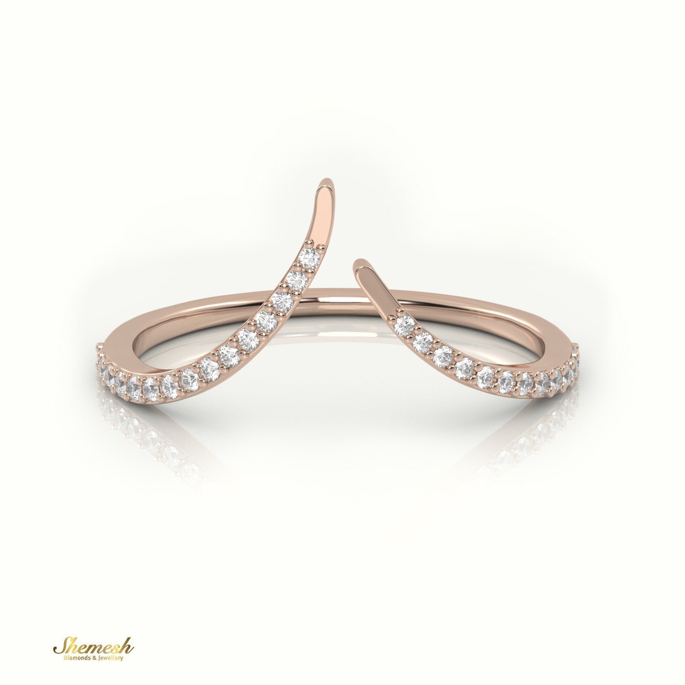 18K Gold Round Cut Diamond V - Shaped Ring - shemesh_diamonds