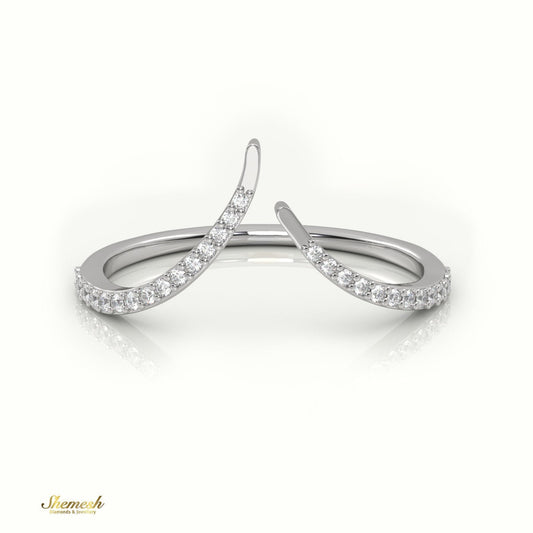 18K Gold Round Cut Diamond V - Shaped Ring - shemesh_diamonds