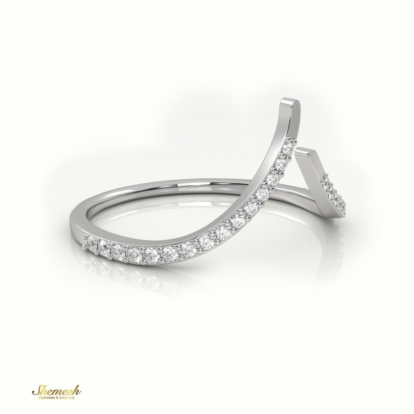 18K Gold Round Cut Diamond V - Shaped Ring - shemesh_diamonds