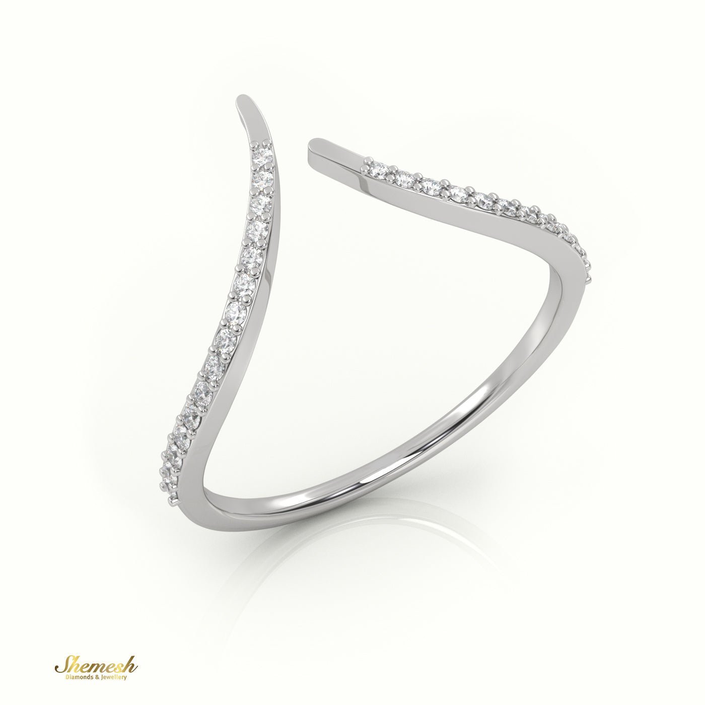 18K Gold Round Cut Diamond V - Shaped Ring - shemesh_diamonds