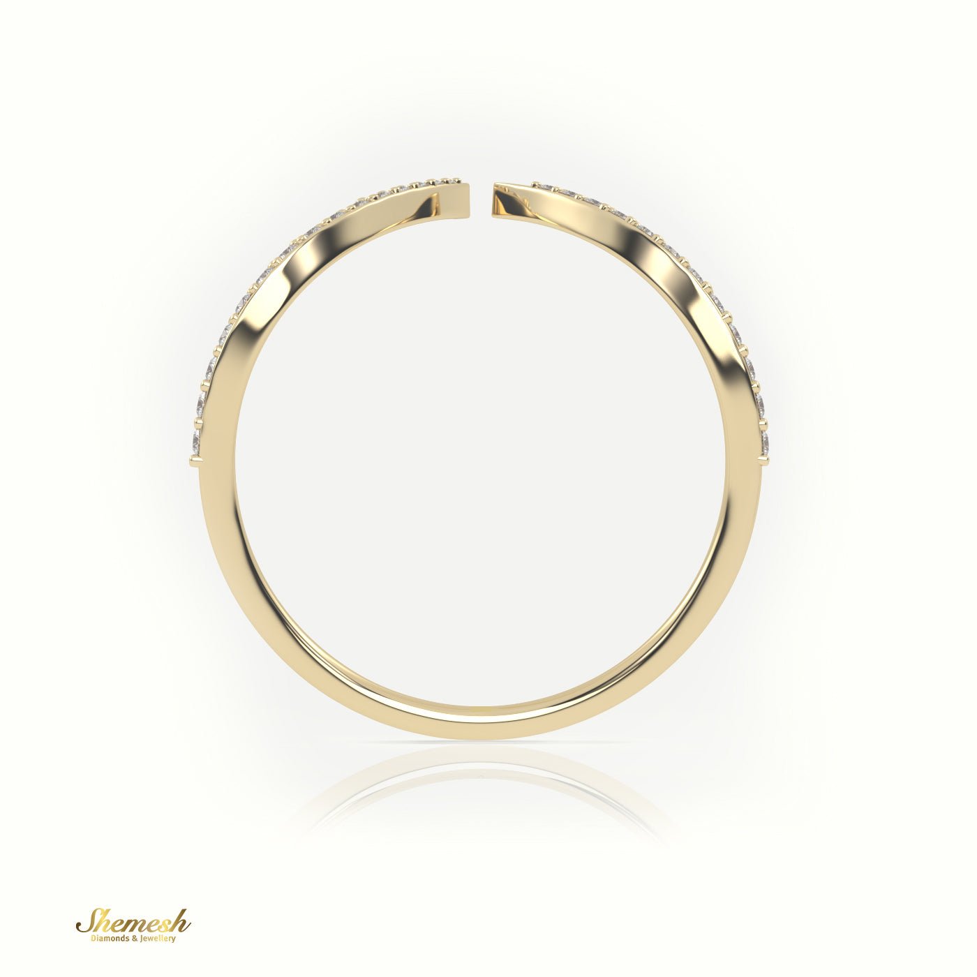 18K Gold Round Cut Diamond V - Shaped Ring - shemesh_diamonds