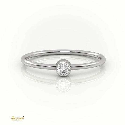 18K Gold Round Cut Bezel Set Solitaire Engagement Ring - shemesh_diamonds