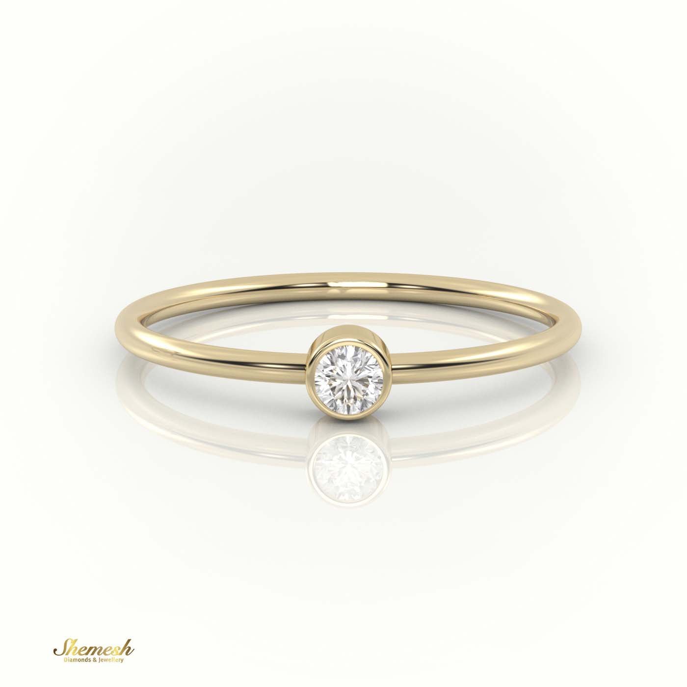 18K Gold Round Cut Bezel Set Solitaire Engagement Ring - shemesh_diamonds