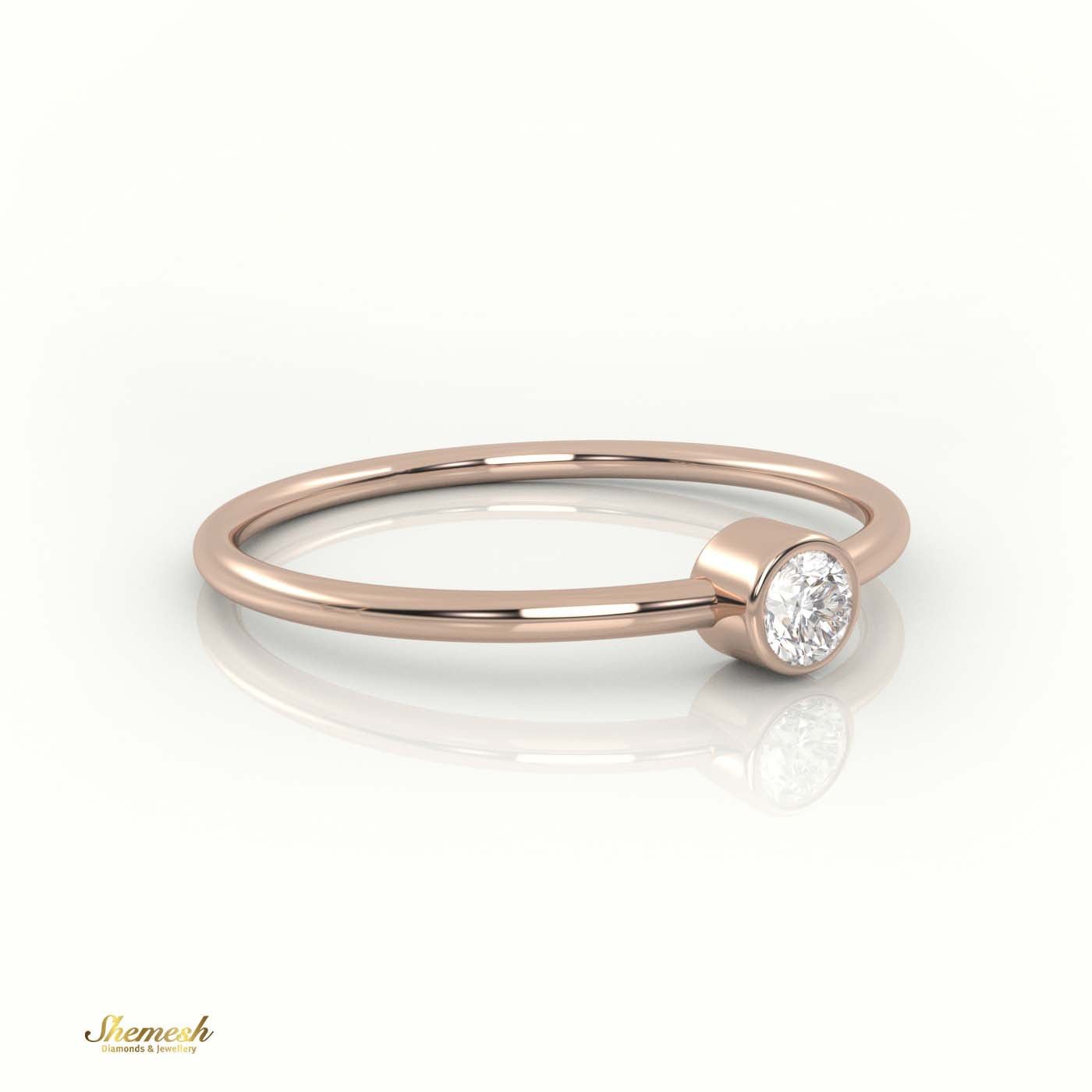 18K Gold Round Cut Bezel Set Solitaire Engagement Ring - shemesh_diamonds