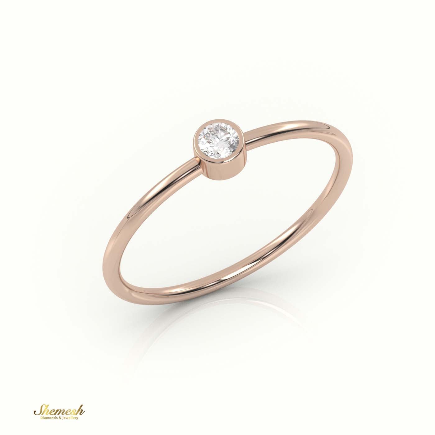 18K Gold Round Cut Bezel Set Solitaire Engagement Ring - shemesh_diamonds