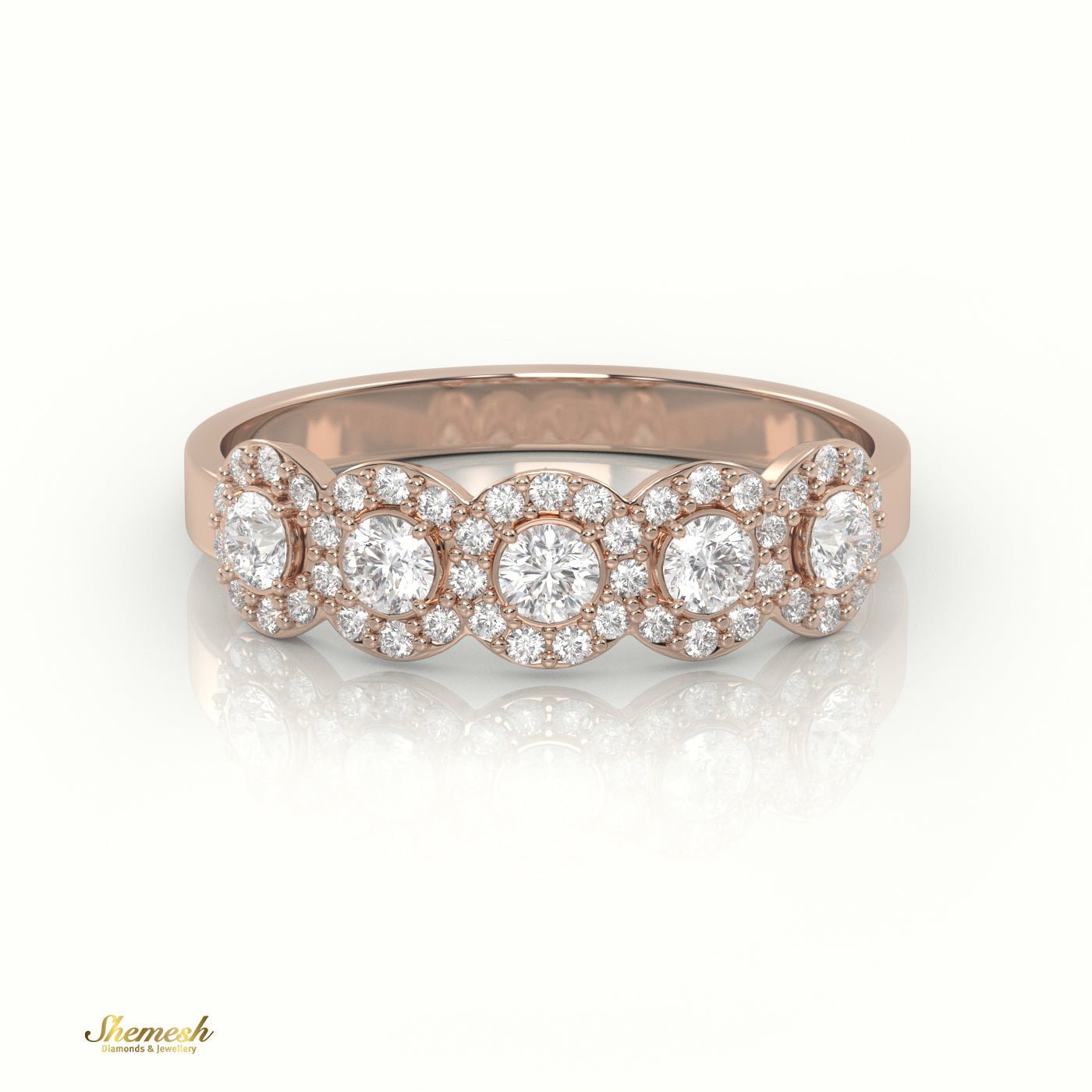 18K Gold Round Cut Diamond Halo Designer Ring - shemesh_diamonds