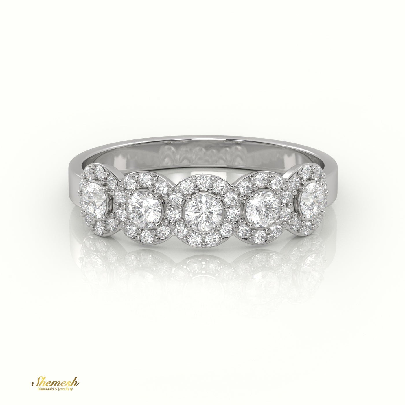 18K Gold Round Cut Diamond Halo Designer Ring - shemesh_diamonds