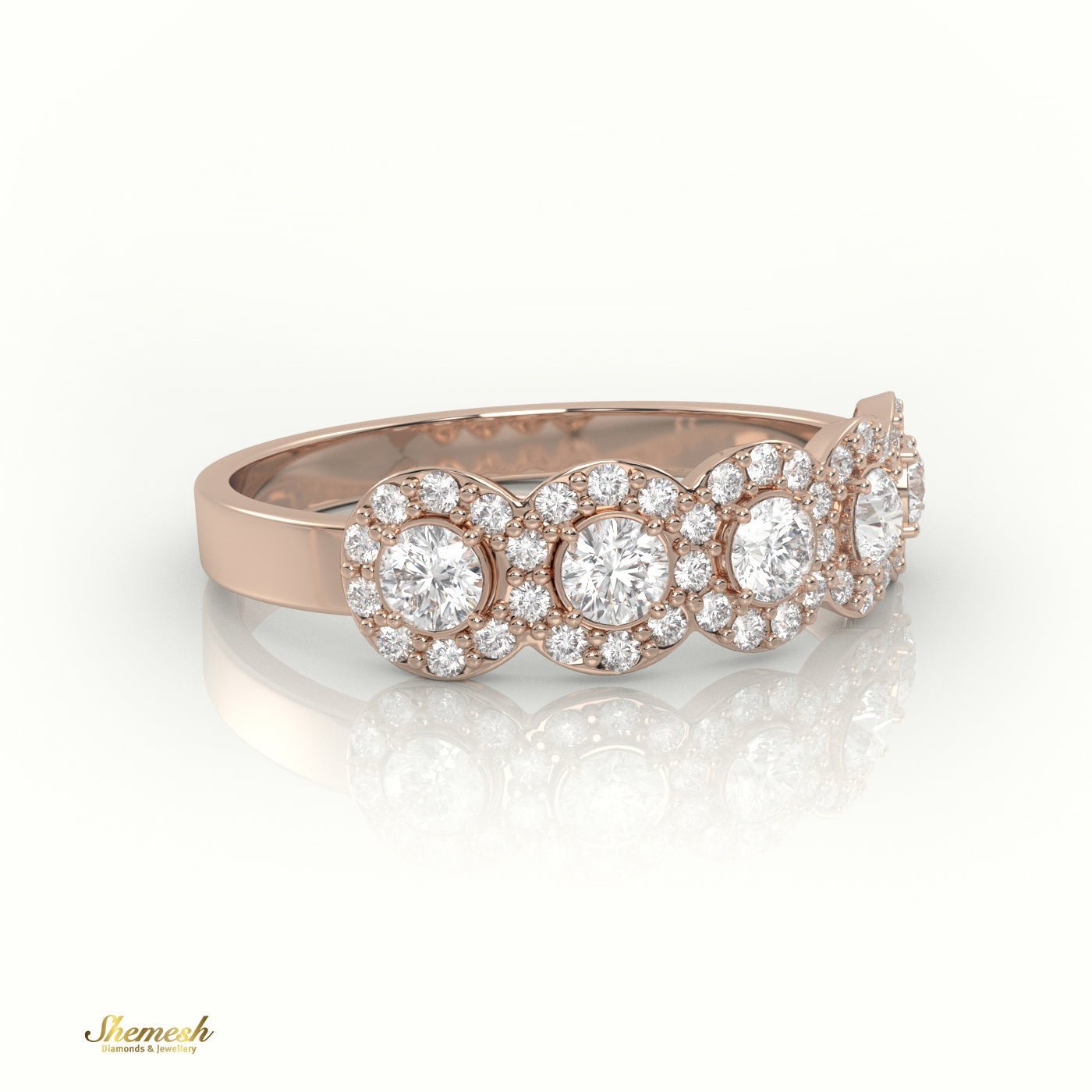 18K Gold Round Cut Diamond Halo Designer Ring - shemesh_diamonds