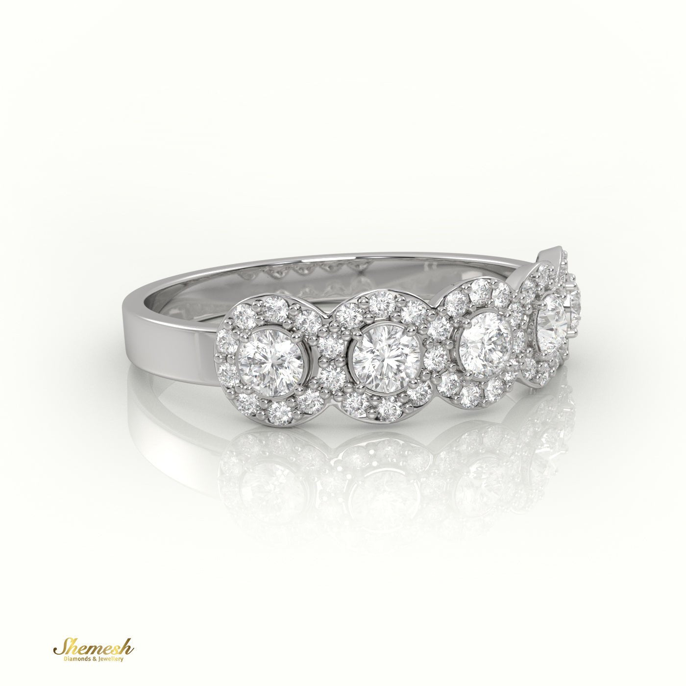 18K Gold Round Cut Diamond Halo Designer Ring - shemesh_diamonds