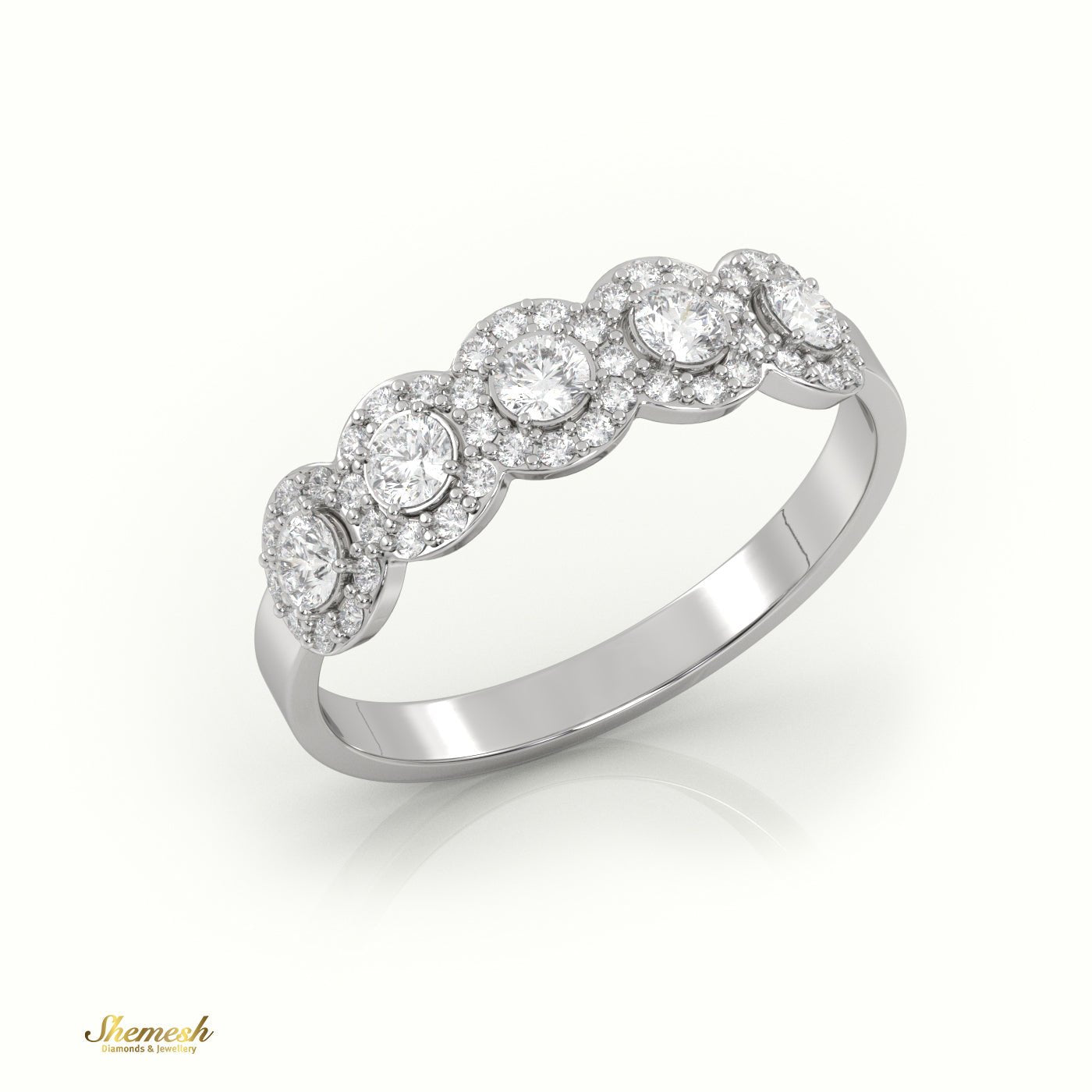 18K Gold Round Cut Diamond Halo Designer Ring - shemesh_diamonds