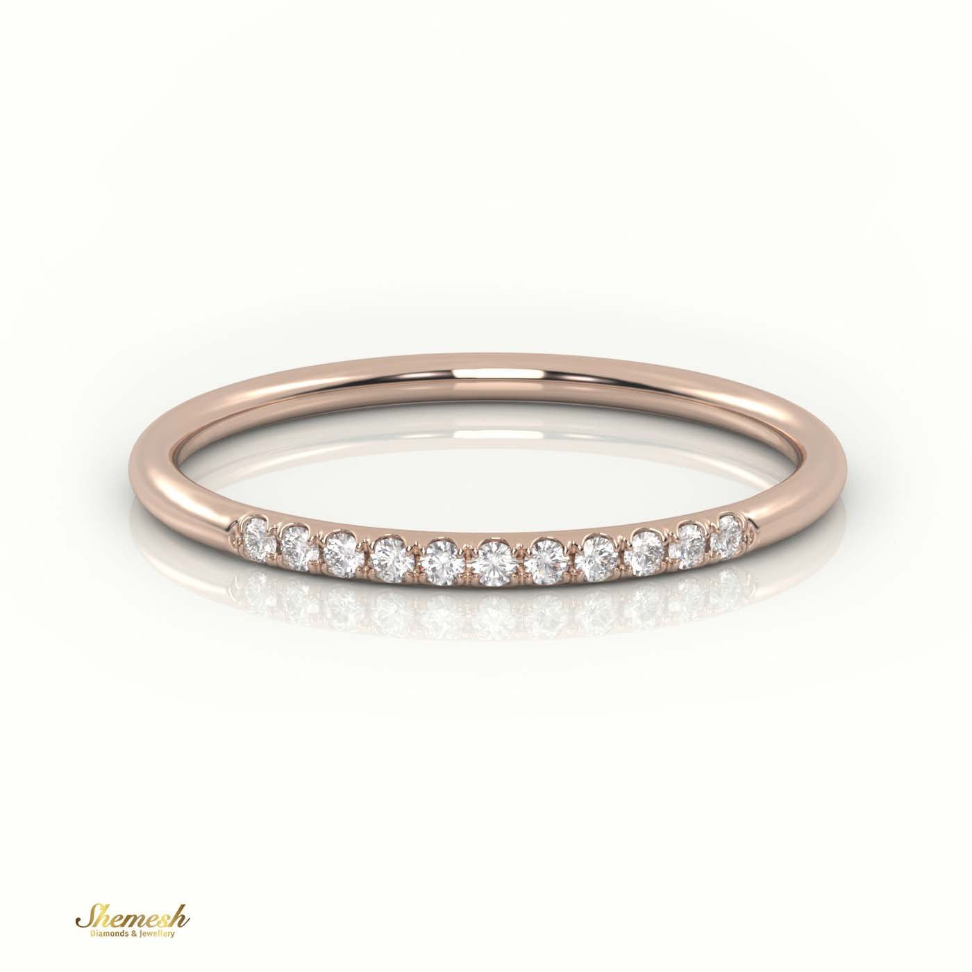 18K Gold Round - Cut Diamond Scallop Half Eternity Wedding Band - shemesh_diamonds