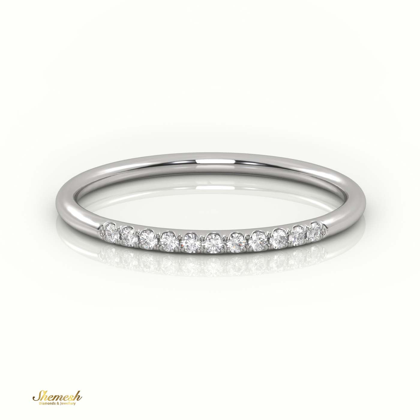 18K Gold Round - Cut Diamond Scallop Half Eternity Wedding Band - shemesh_diamonds