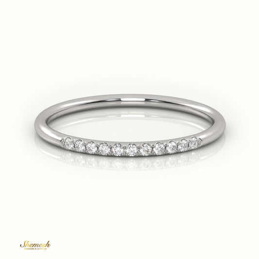 18K Gold Round - Cut Diamond Scallop Half Eternity Wedding Band - shemesh_diamonds