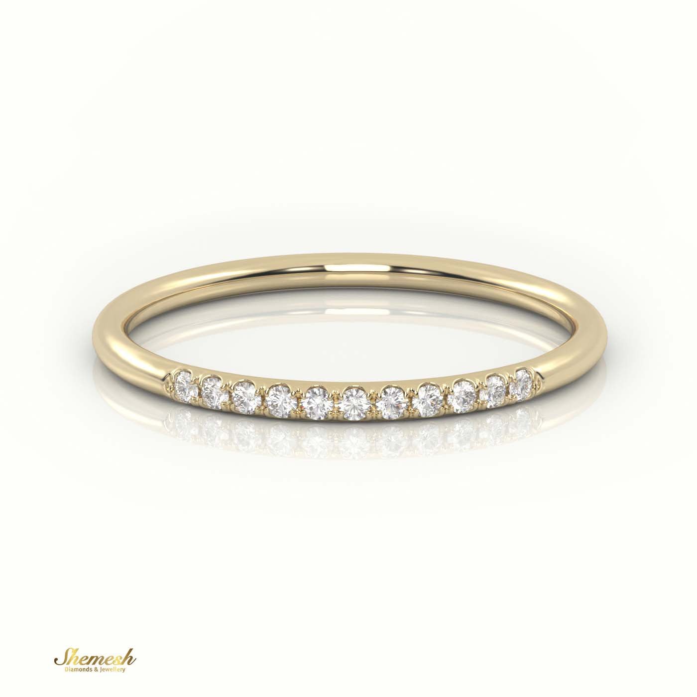 18K Gold Round - Cut Diamond Scallop Half Eternity Wedding Band - shemesh_diamonds