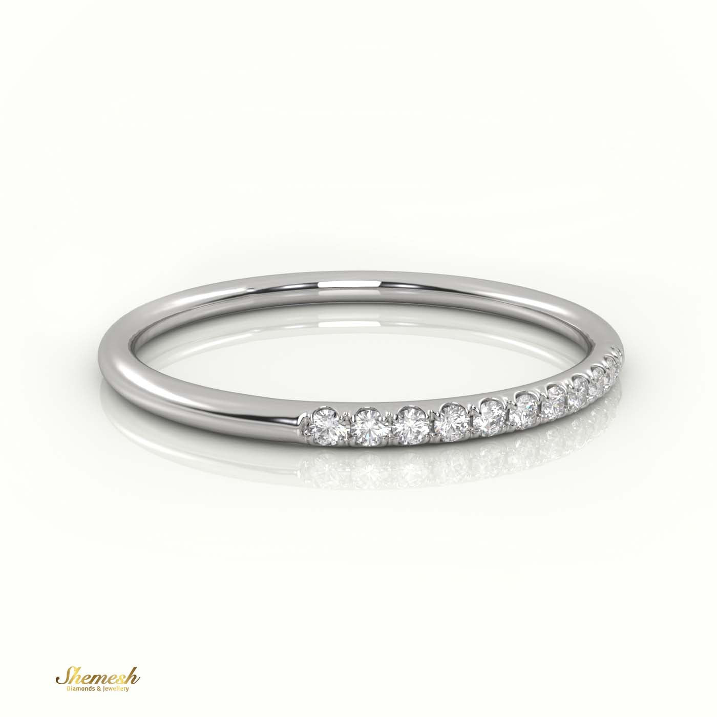 18K Gold Round - Cut Diamond Scallop Half Eternity Wedding Band - shemesh_diamonds