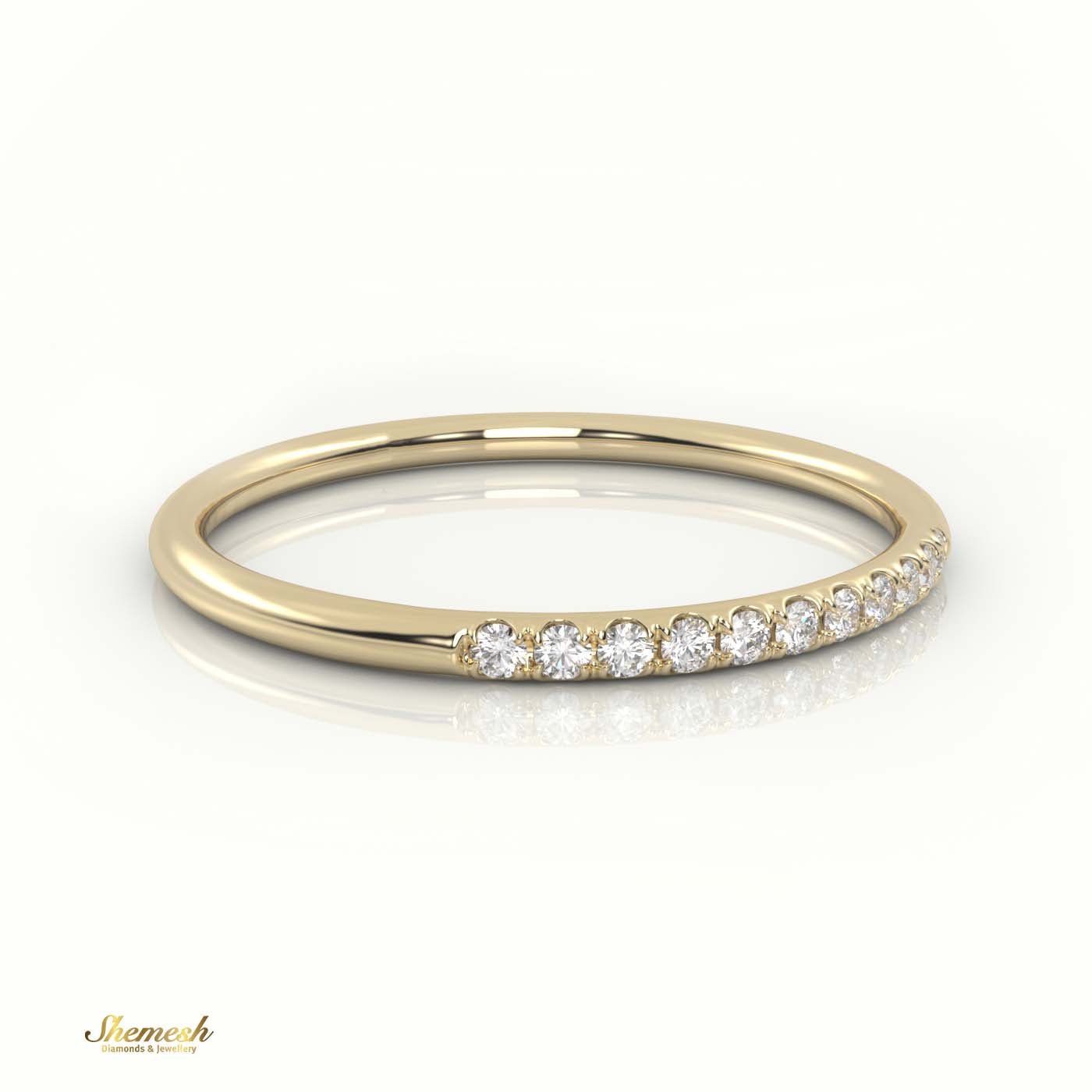 18K Gold Round - Cut Diamond Scallop Half Eternity Wedding Band - shemesh_diamonds