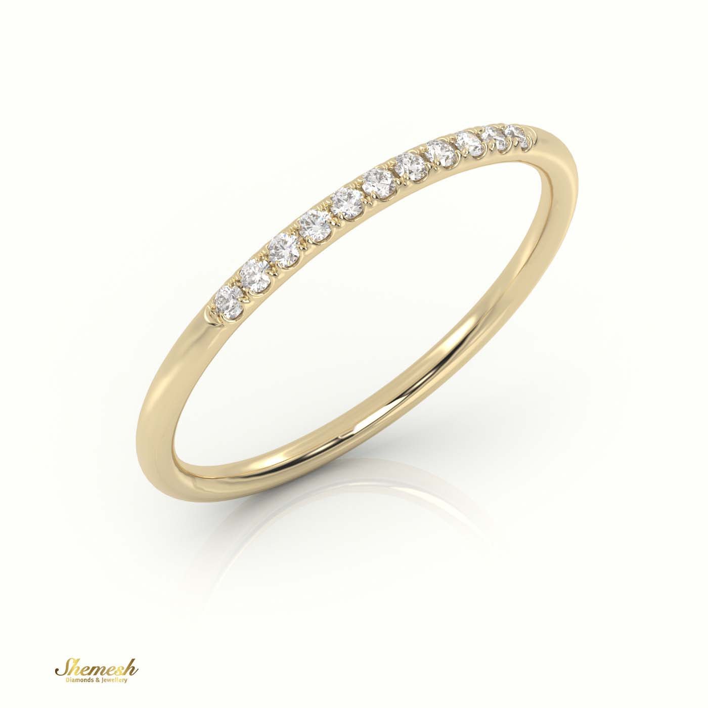 18K Gold Round - Cut Diamond Scallop Half Eternity Wedding Band - shemesh_diamonds