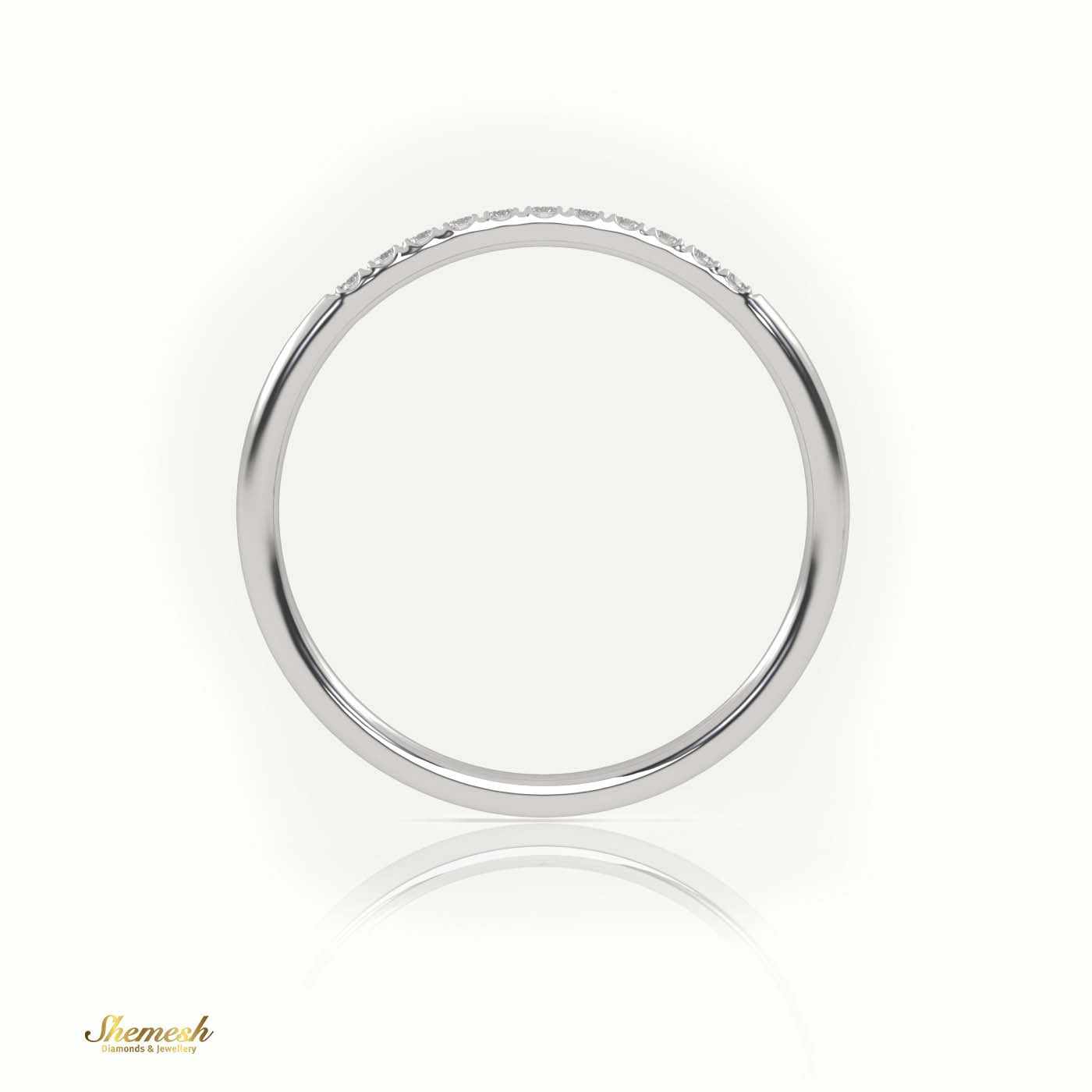 18K Gold Round - Cut Diamond Scallop Half Eternity Wedding Band - shemesh_diamonds