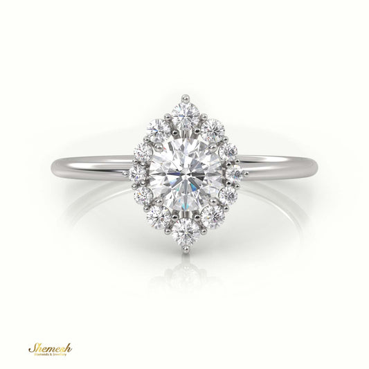 18K Gold Round Cut Diamond Halo Marquise Designer Ring - shemesh_diamonds