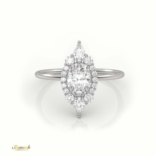 18K Gold Oval, Pear & Round Diamond Halo Designer Ring - shemesh_diamonds