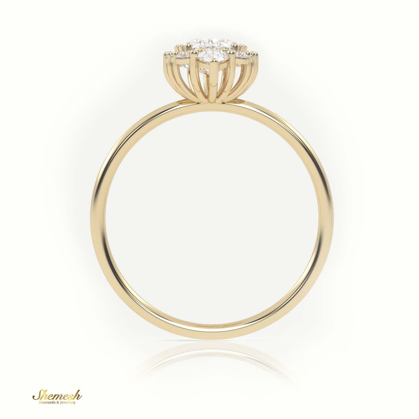 18K Gold Oval, Pear & Round Diamond Halo Designer Ring - shemesh_diamonds