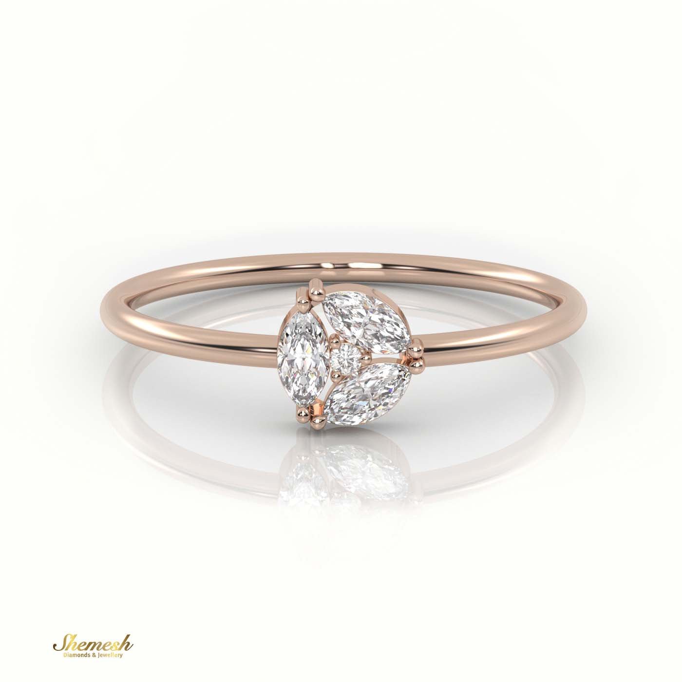 18K Gold Round & Marquise Cut Diamond 9 - Prong Solitaire Engagement Ring - shemesh_diamonds