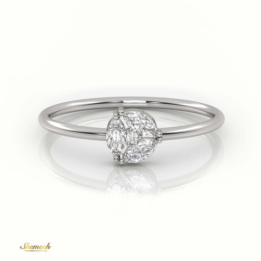 18K Gold Round & Marquise Cut Diamond 9 - Prong Solitaire Engagement Ring - shemesh_diamonds