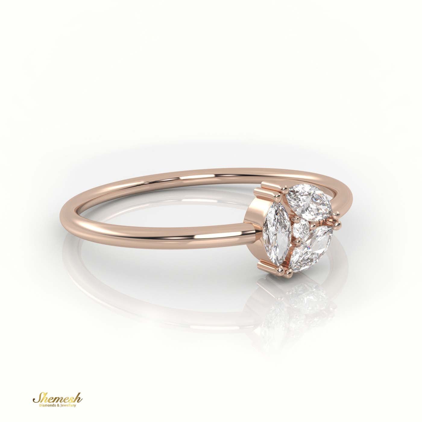 18K Gold Round & Marquise Cut Diamond 9 - Prong Solitaire Engagement Ring - shemesh_diamonds