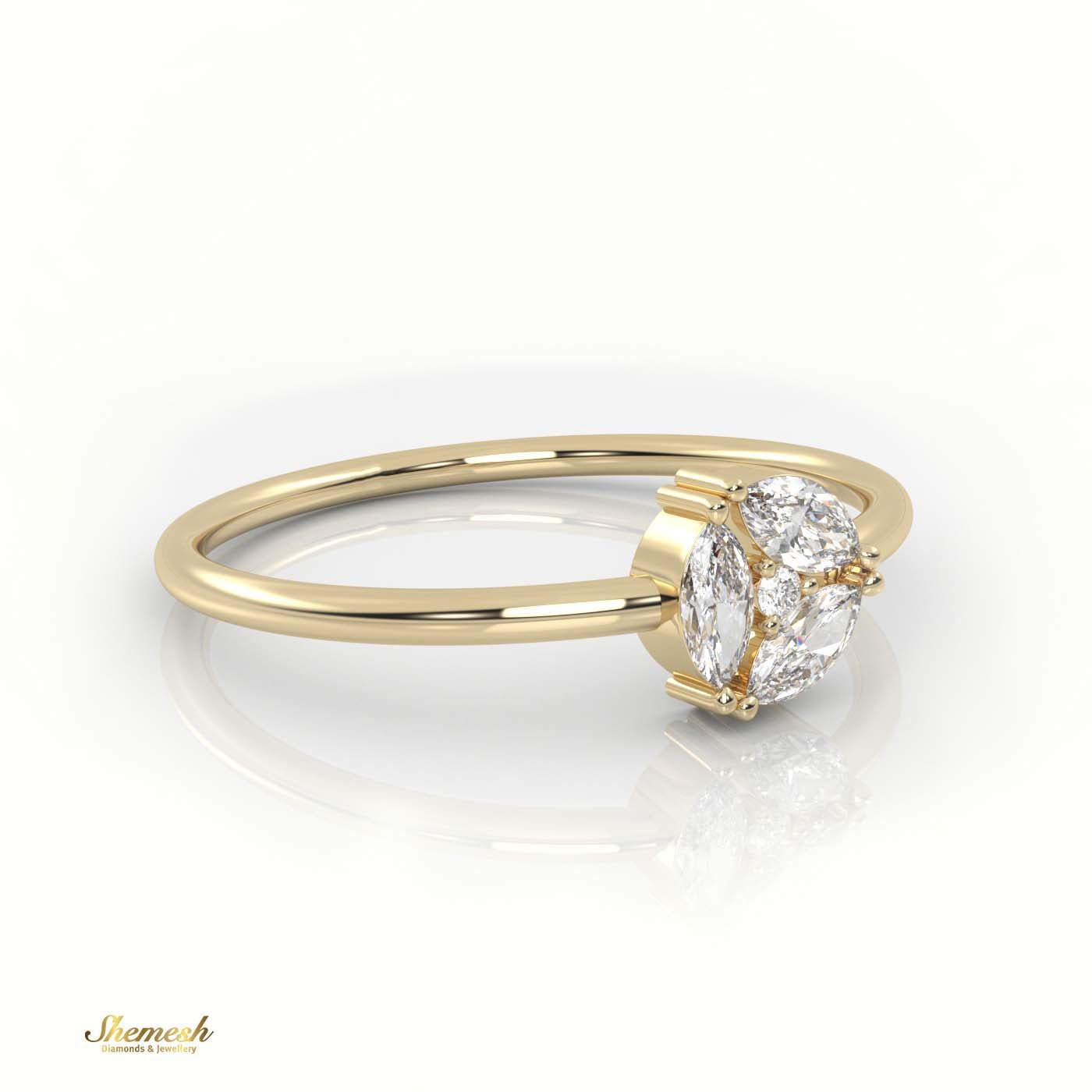 18K Gold Round & Marquise Cut Diamond 9 - Prong Solitaire Engagement Ring - shemesh_diamonds