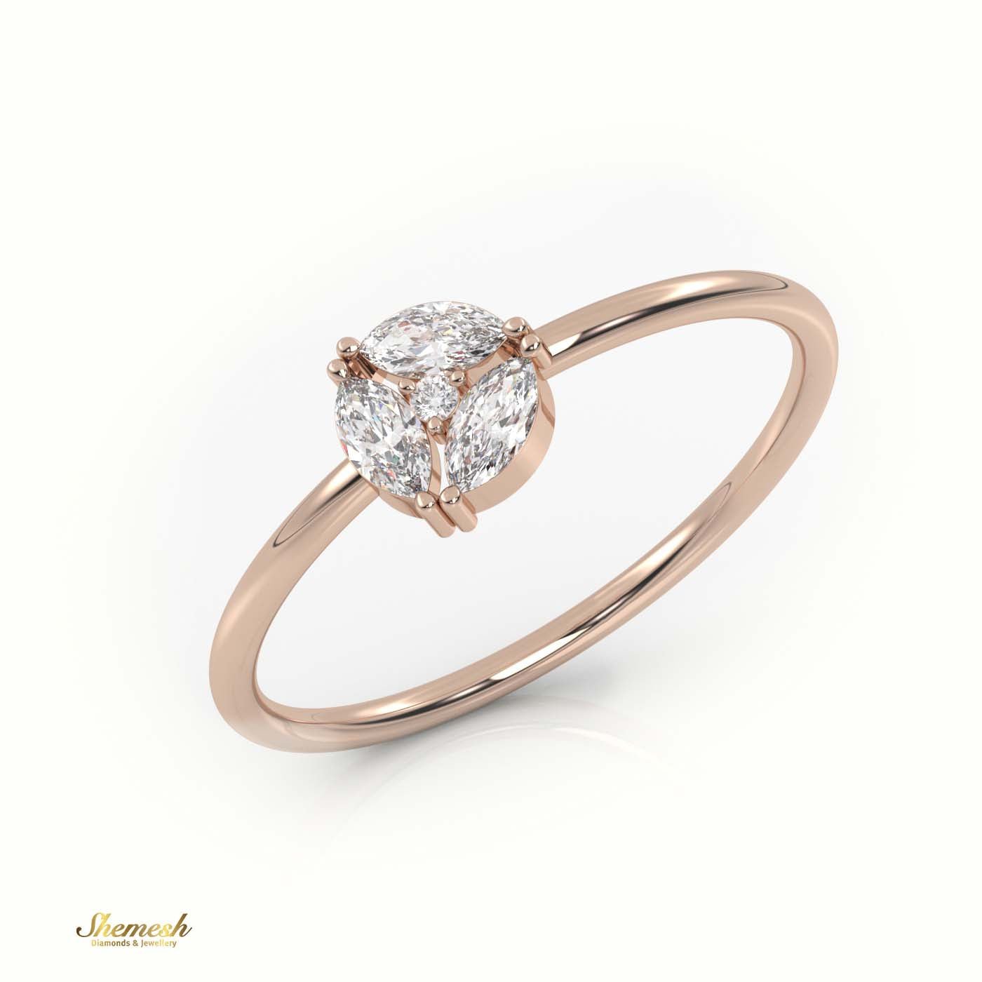 18K Gold Round & Marquise Cut Diamond 9 - Prong Solitaire Engagement Ring - shemesh_diamonds