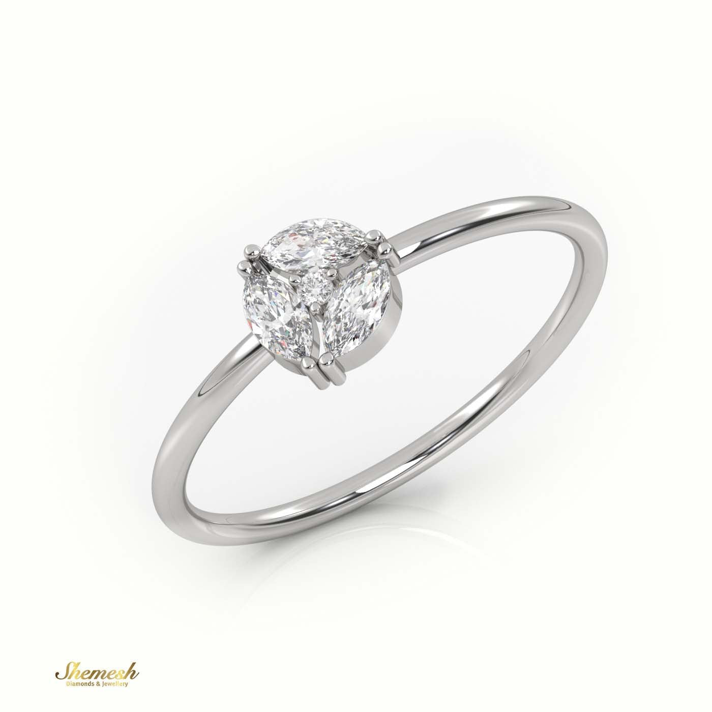 18K Gold Round & Marquise Cut Diamond 9 - Prong Solitaire Engagement Ring - shemesh_diamonds