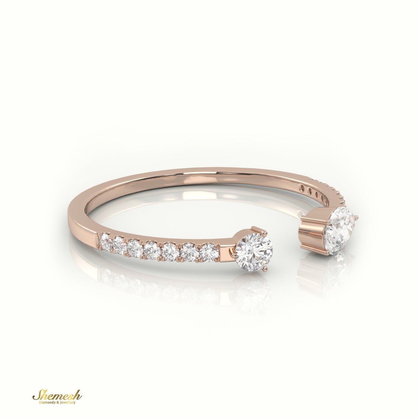 18K Gold Pear & Round Diamond Open Design Ring - shemesh_diamonds