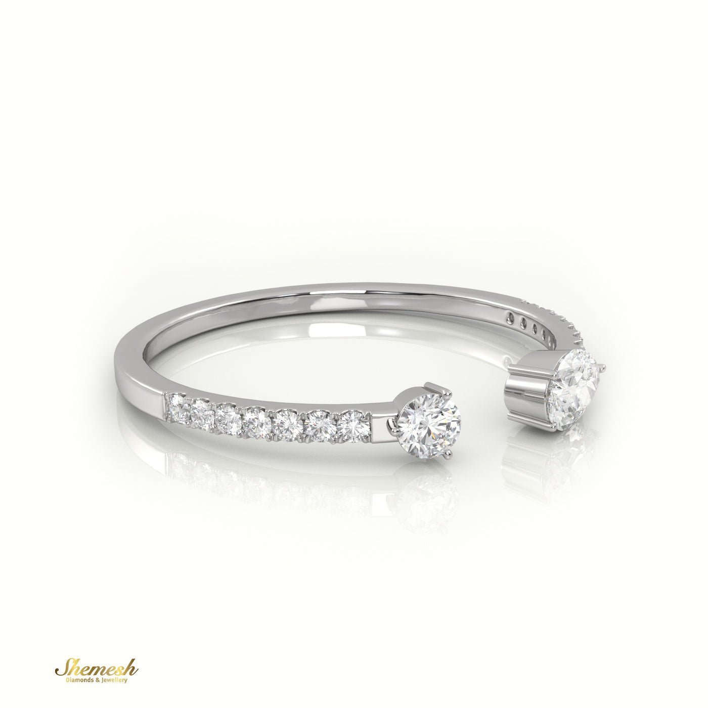 18K Gold Pear & Round Diamond Open Design Ring - shemesh_diamonds