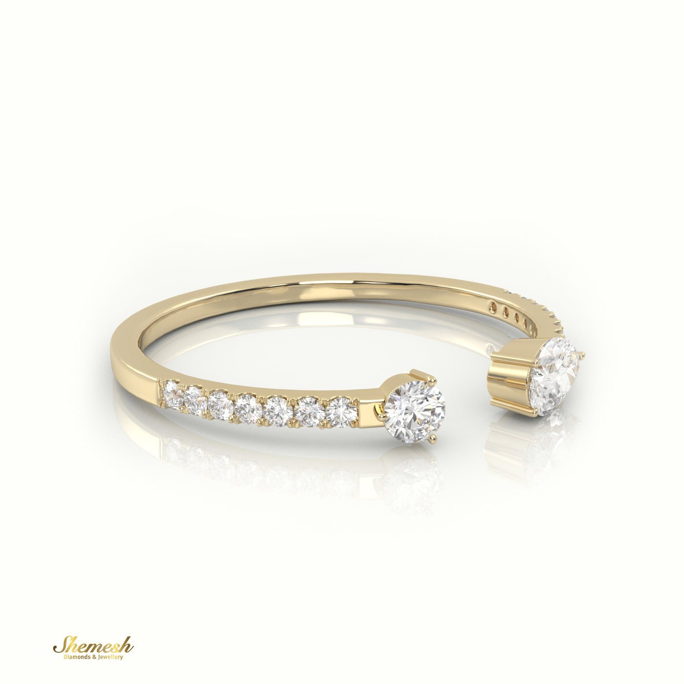 18K Gold Pear & Round Diamond Open Design Ring - shemesh_diamonds