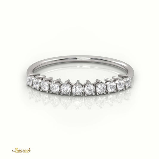 18K Gold Round Cut Diamond Shared Prongs Half Eternity Wedding Band - shemesh_diamonds