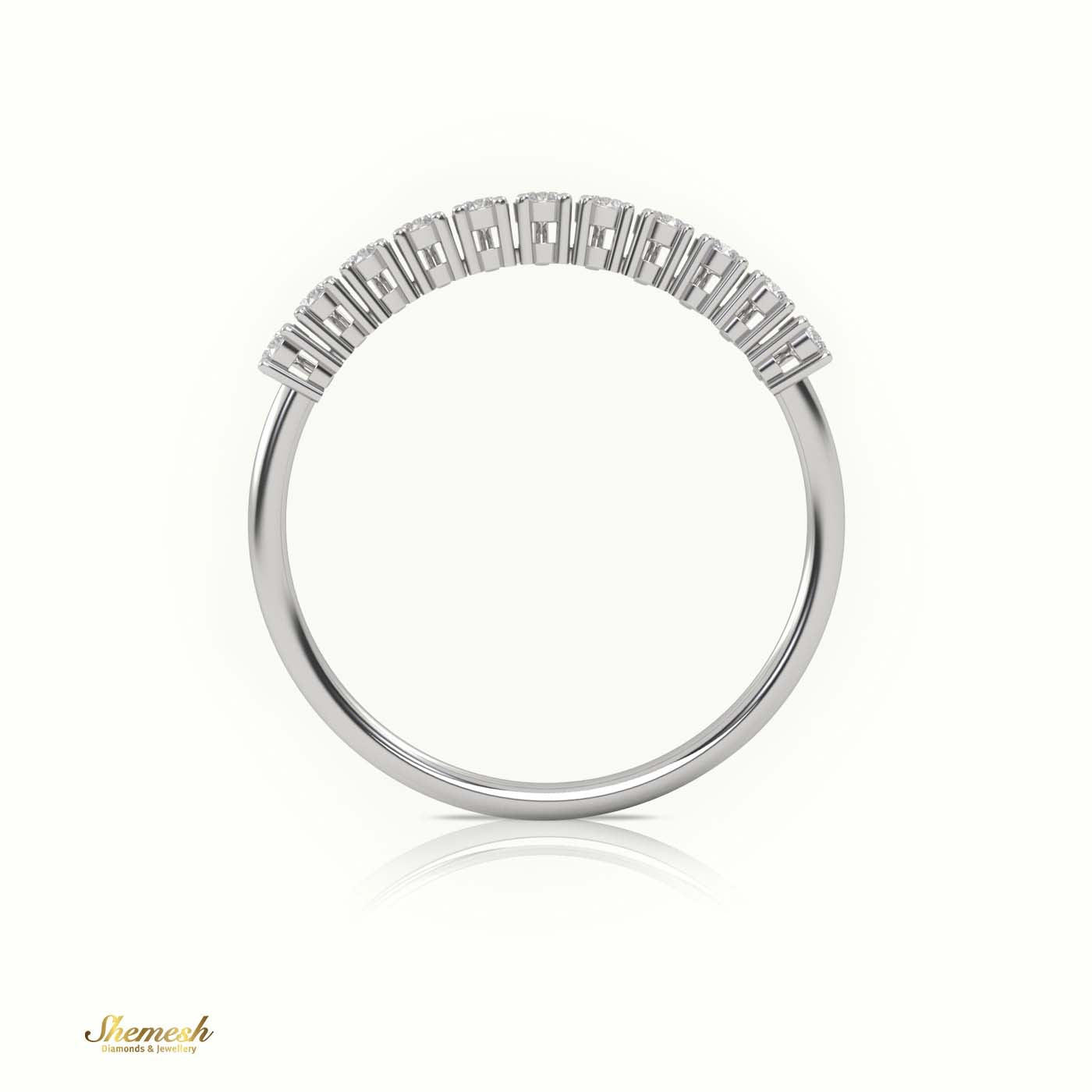 18K Gold Round Cut Diamond Shared Prongs Half Eternity Wedding Band - shemesh_diamonds