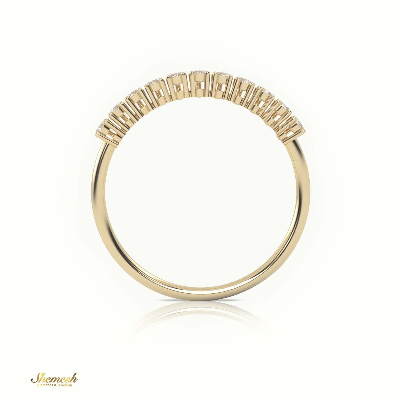 18K Gold Round Cut Diamond Shared Prongs Half Eternity Wedding Band - shemesh_diamonds