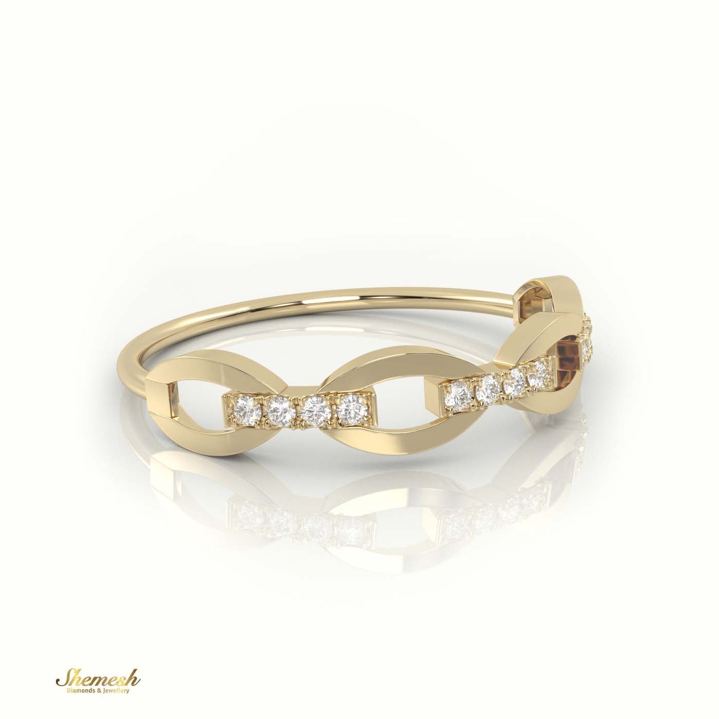 18K Gold Round Cut Diamond Infinity - Style Designer Ring - shemesh_diamonds