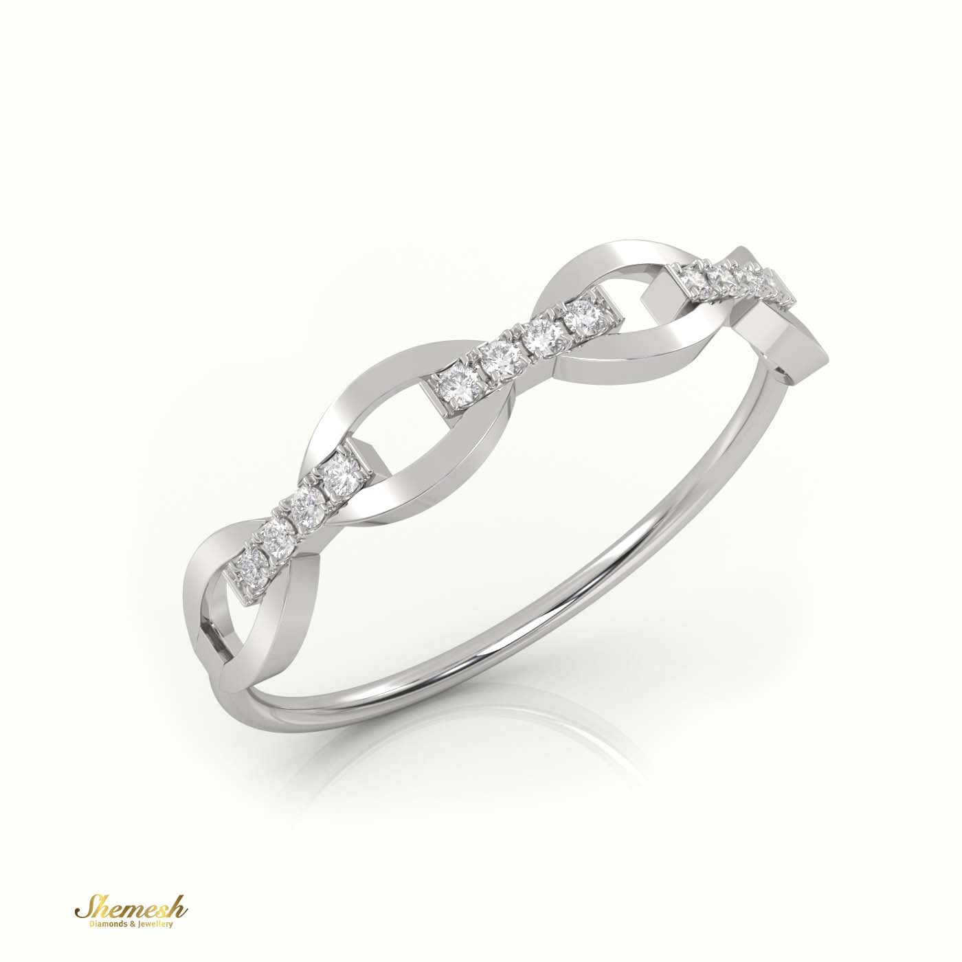 18K Gold Round Cut Diamond Infinity - Style Designer Ring - shemesh_diamonds