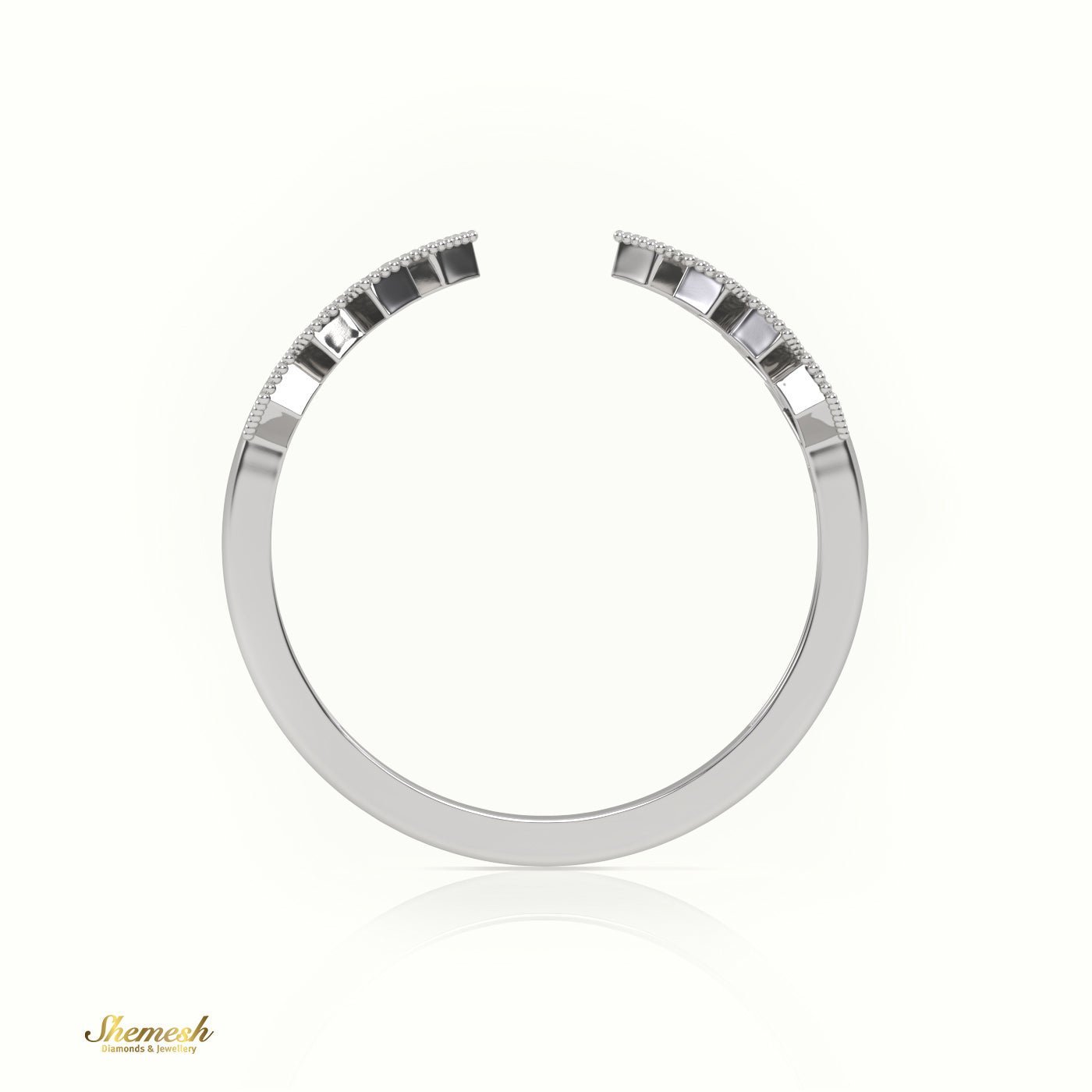 18K Gold Round Cut Diamond Open Milgrain Ring - shemesh_diamonds