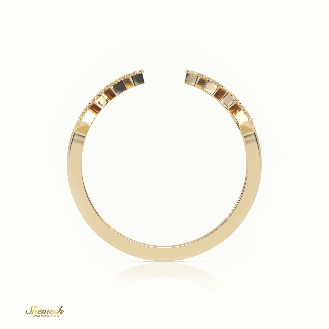 18K Gold Round Cut Diamond Open Milgrain Ring - shemesh_diamonds