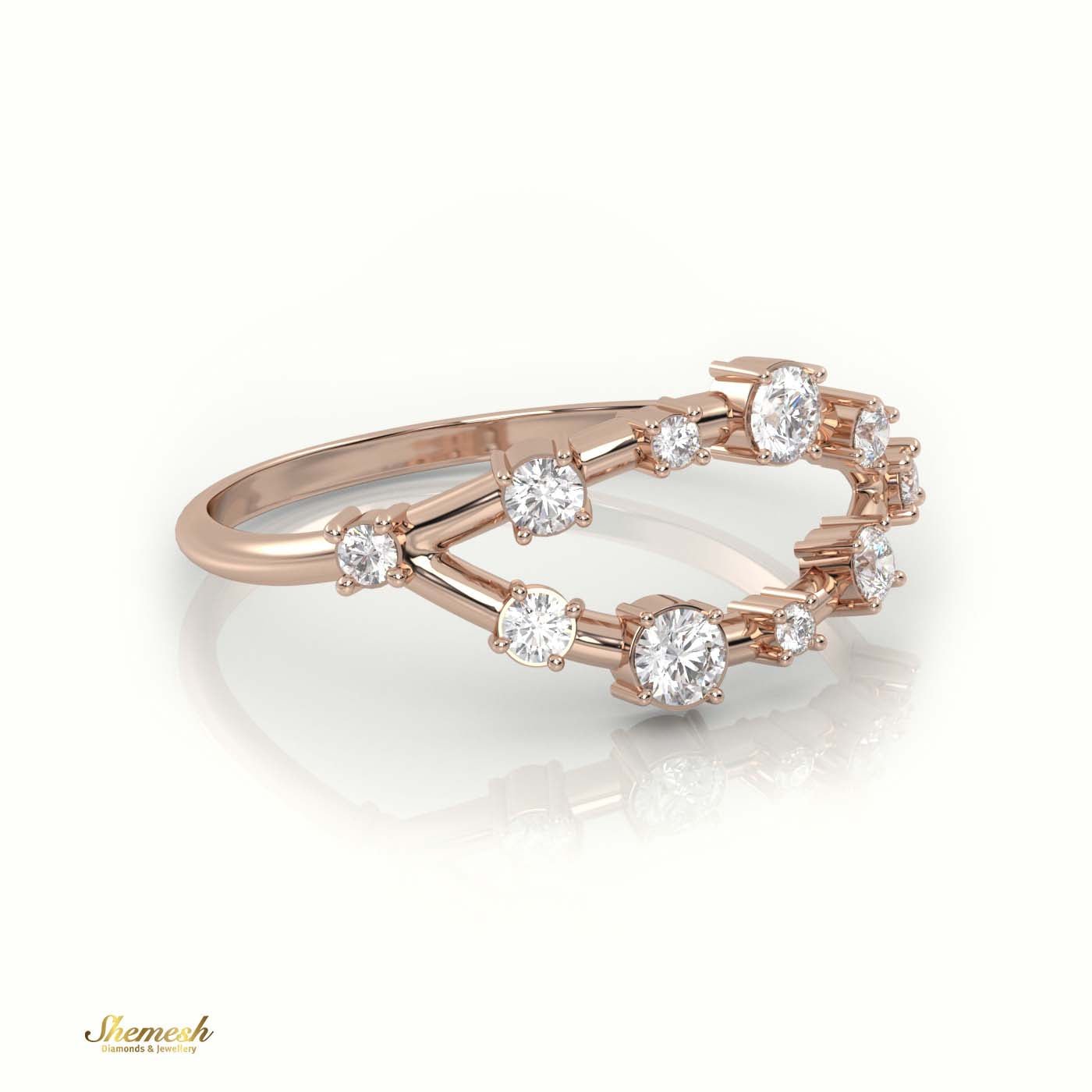 18K Gold Round Cut 4 Prongs Diamond Open Set Designer Diamond Ring - shemesh_diamonds